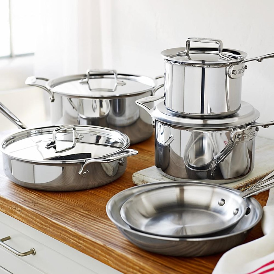 AllClad d5 StainlessSteel 10Piece Cookware Set Williams Sonoma AU